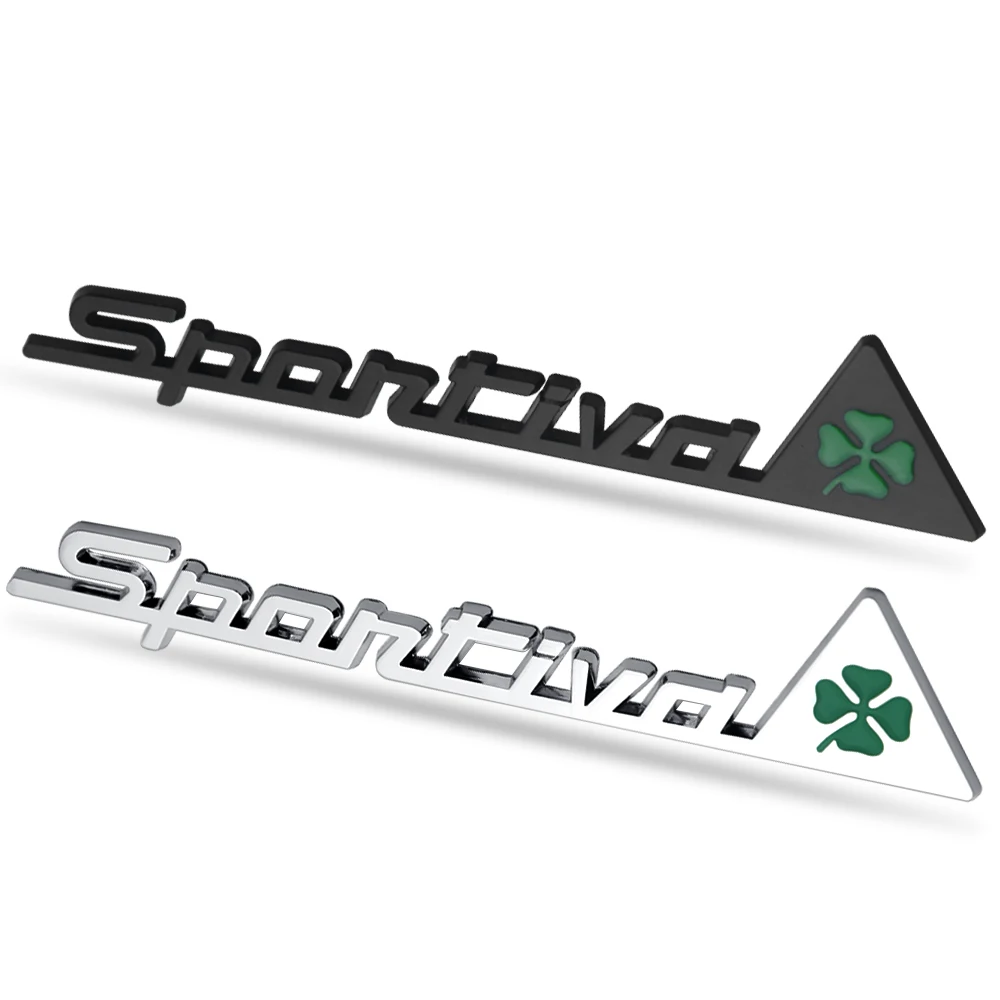 1PC Four Leaf Clover Sportiva Logo Car Rear Trunk Decoration Metal Sticker for Alfa Romeo Giulia Mito Giulietta GT 147 156 159