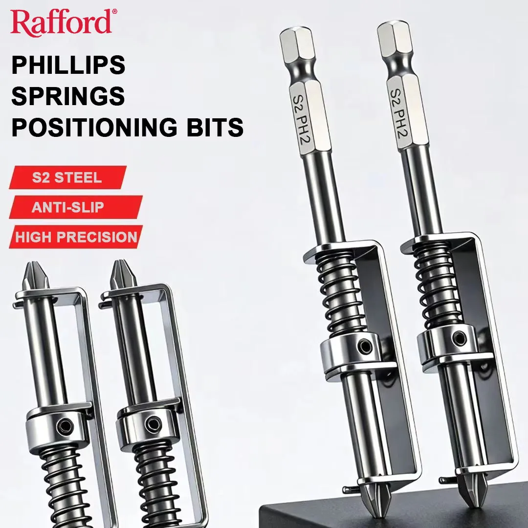 

Rafford Spring Loaded Phillips Screwdriver Bit Holder | Anti-Drop Grip for Overhead/One-Handed Screw Work | Portable & Practical