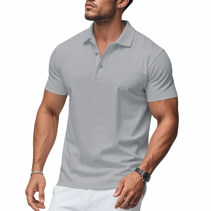 New Men's Simple Solid Color Polo Shirt Breathable Quick-drying Short-sleeved Fashion Casual