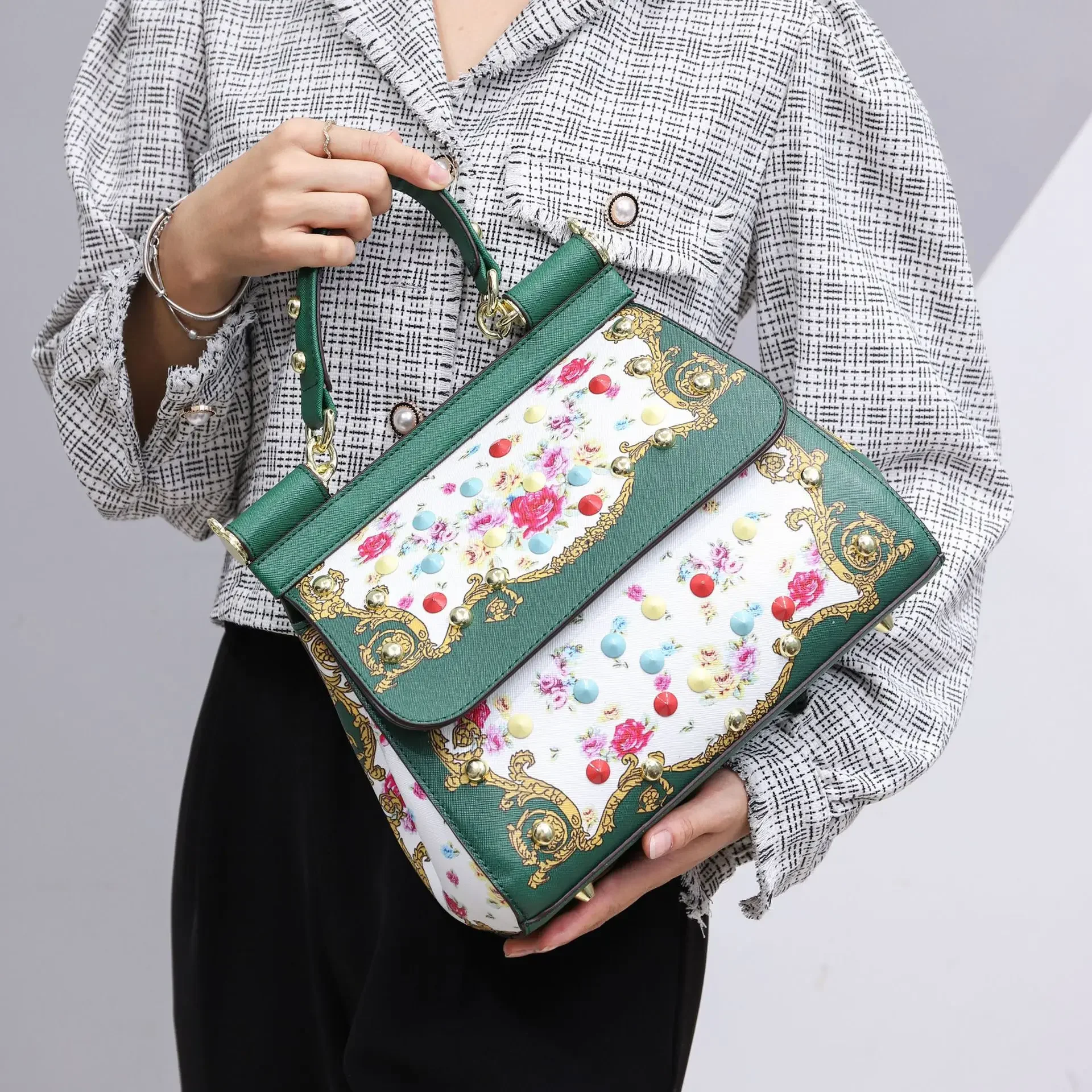 Women Bags Leather vintage painting Art Purse Handbags Girl Shoulder Bag Cross Body Messenger Bag Female Totes Braccialini Style