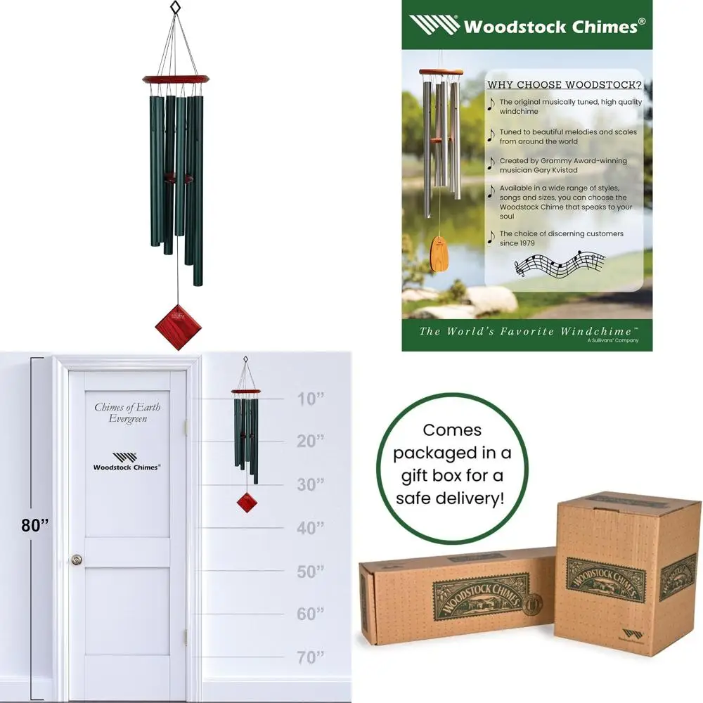 

Medium Tone 37" Evergreen Outdoor Wind Chime for Garden, Patio, Porch - Perfect Decor Gift