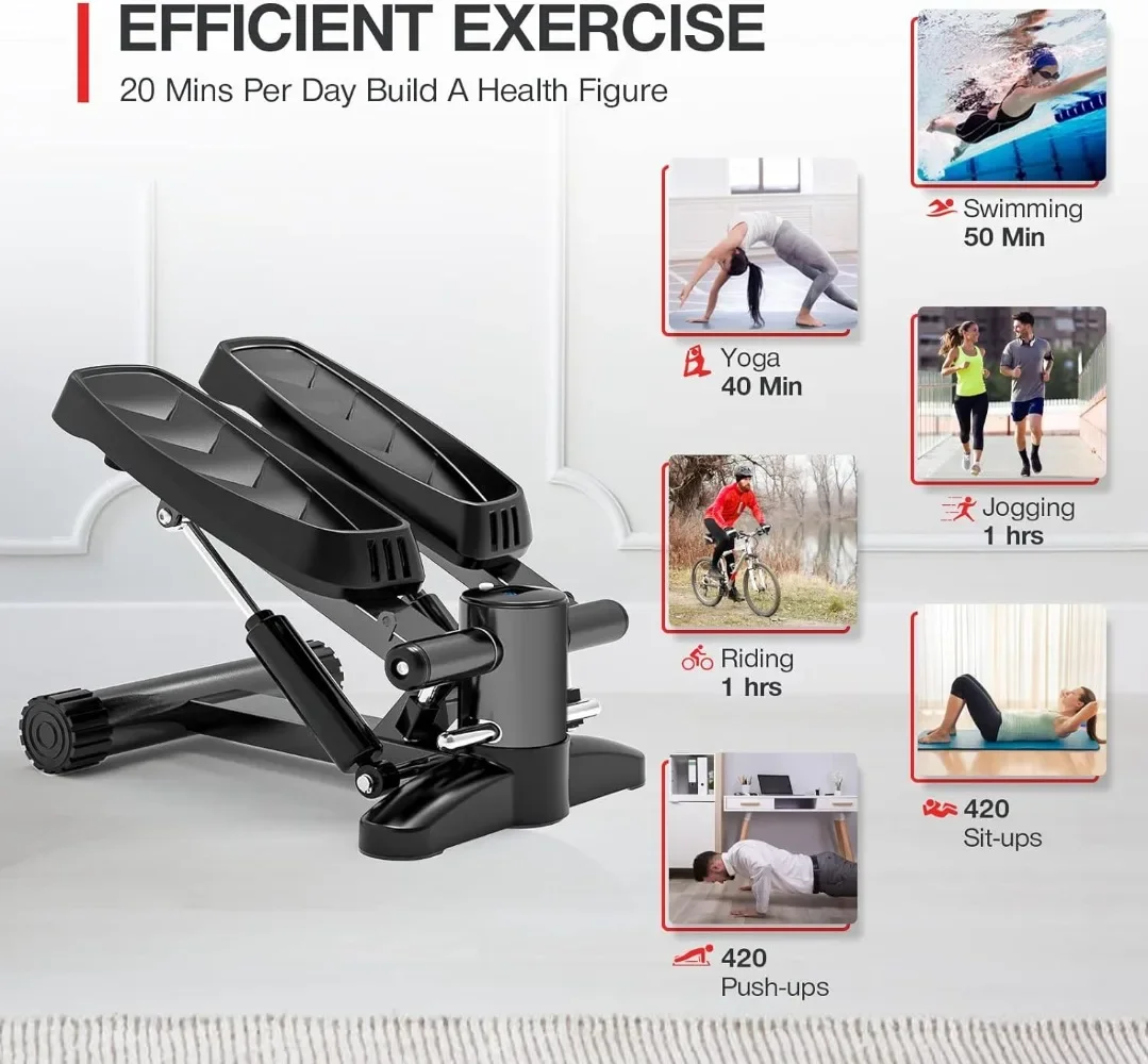 Steppers for Exercise, Mini Stepper Machine with Resistance Bands & Calories Count, Stair Steppers for Exercise 330 lbs