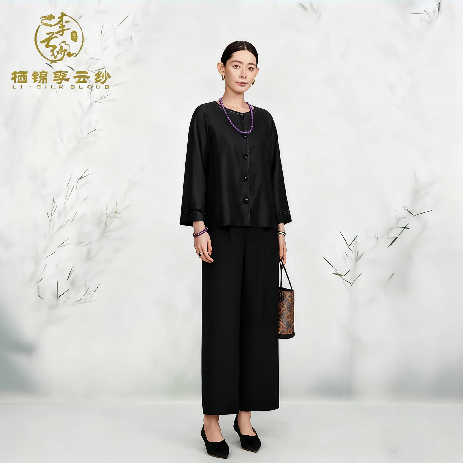 

LI SILK CLOUD xiangyunsha Sleeve Outerwear - Chinese Classic Style,Comfortable Silk Coat Guangdong Black Pearl Guangdong Gauze