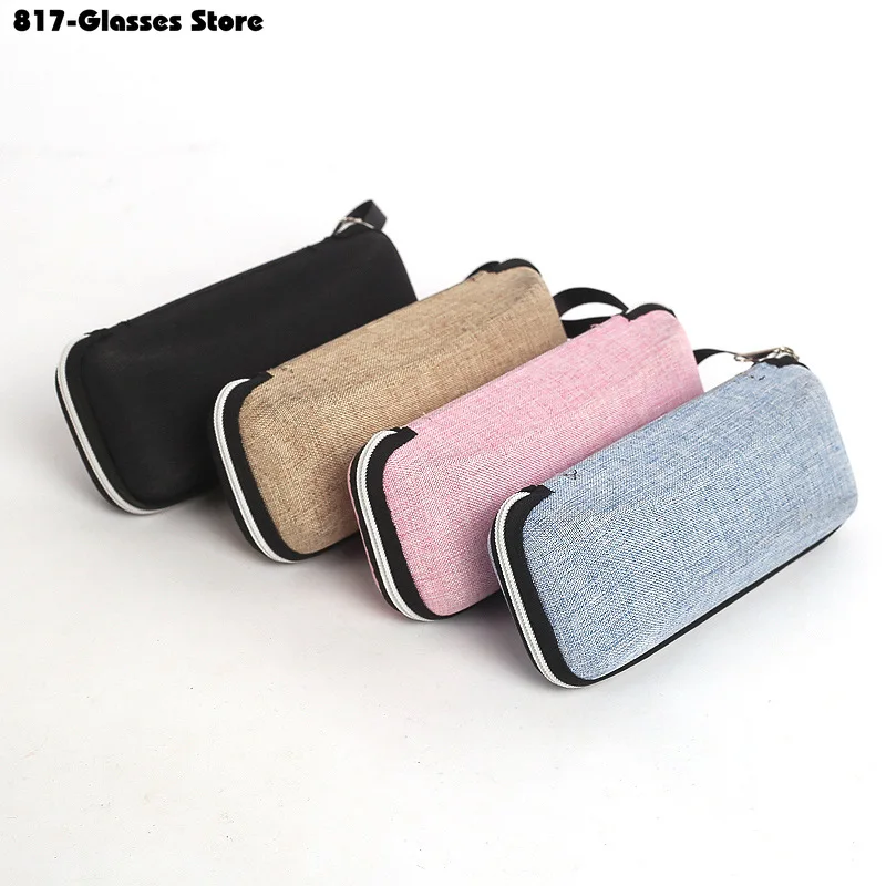 1Pc Hard Glasses Case Cover with Lanyard Zipper Sunglasses Myopic Reading Eyewear Cases for Men Women