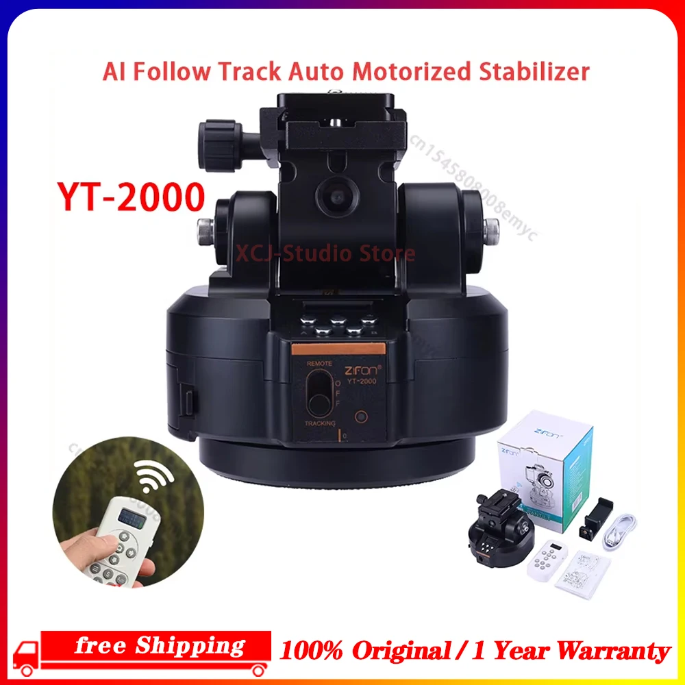 ZIFON YT-2000 AI Follow Track Auto Motorized Rotating Panoramic Head Pan Tilt Video Tripod Stabilizer for Smartphone Cameras