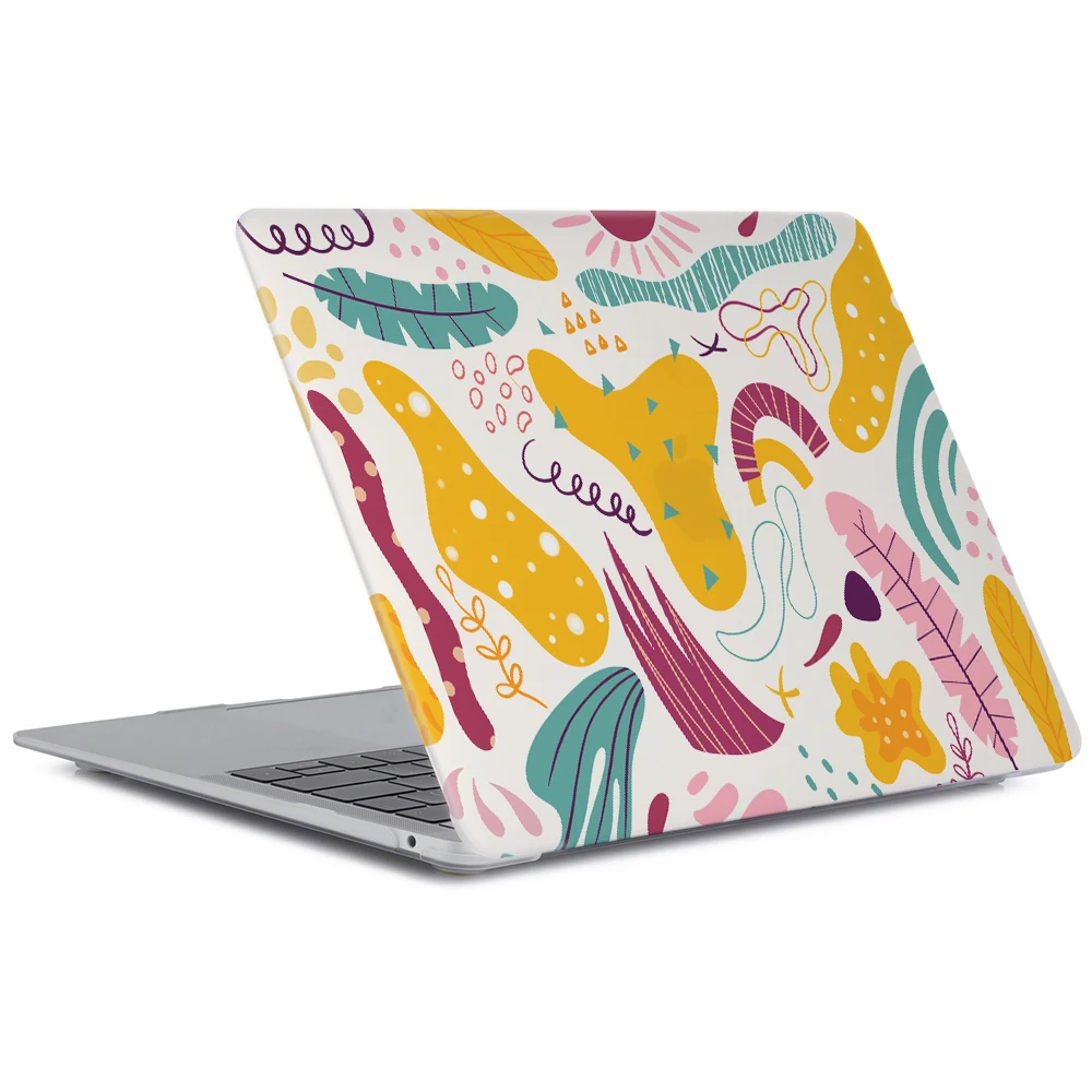 カラフルな抽象的な葉柄プリントのノートパソコンケース、MacBook Air 13用、MacBook Pro M1 M2 M3 M4 16 14 13 Air 13.6 15 2025 Funda対応