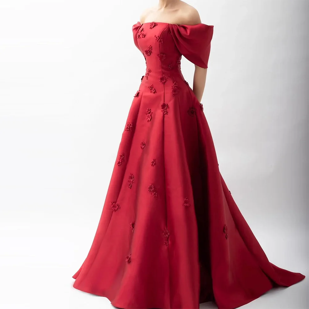 Abiti da ballo moderni per donna Abito da cerimonia di San Valentino a trapezio in raso Abito da celebrità lungo con spalle scoperte bordeaux