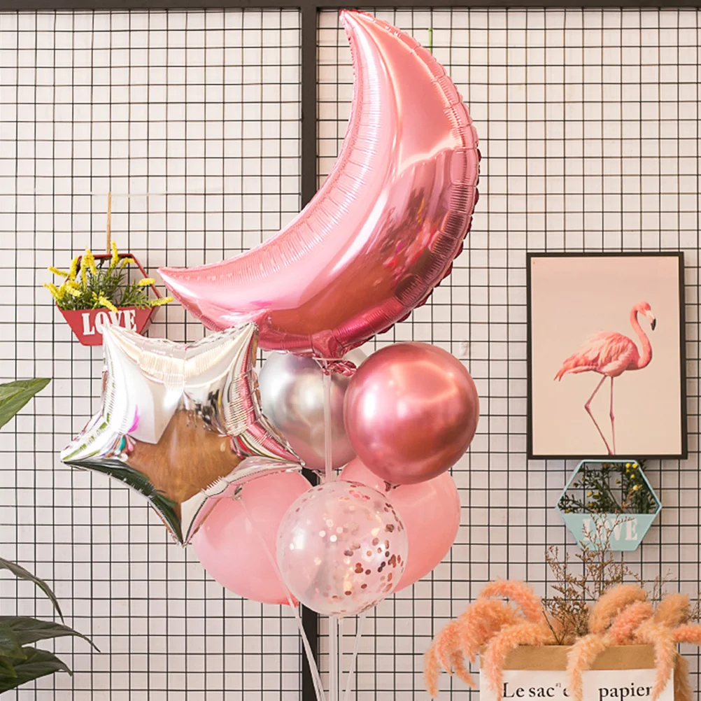 

1Set Aluminum Foil Balloons Moon Star Design Decorative Party Balloons Photo Props Balloon Decoration Festival Balloon Kits