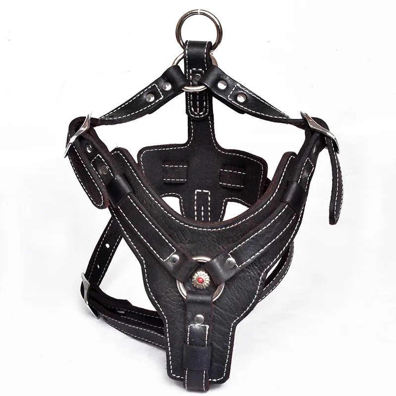 genuine leather shaped harness Pet Dogs Vest no pull Harnesses training Large Dog pet Harness Accessories