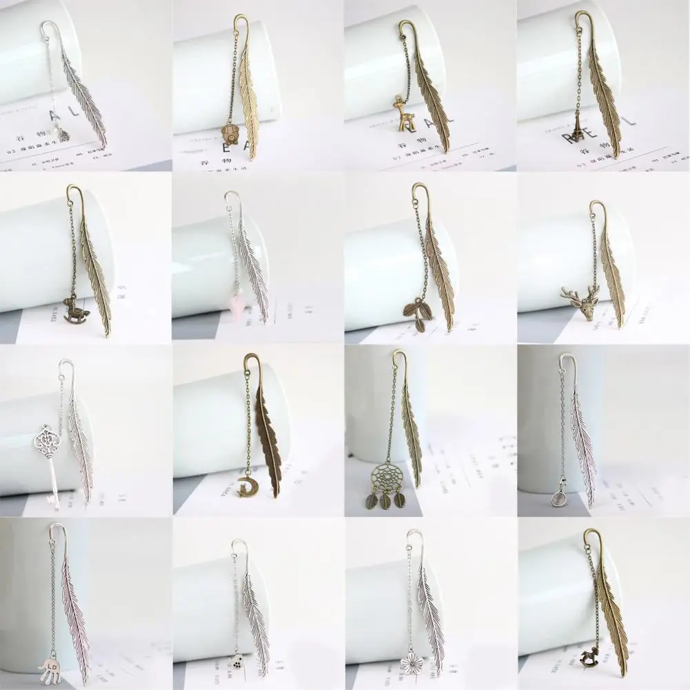 Закладка-перо из металлического сплава в винтажном стиле с текстурированной кисточкой