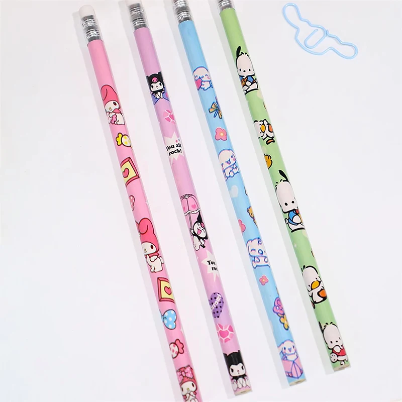 Sanrio Pencil 12Pcs/Box Melody Kuromi Cinnamoroll 2B Black Write Draw Pencils Primary Students Stationery School Children Gift