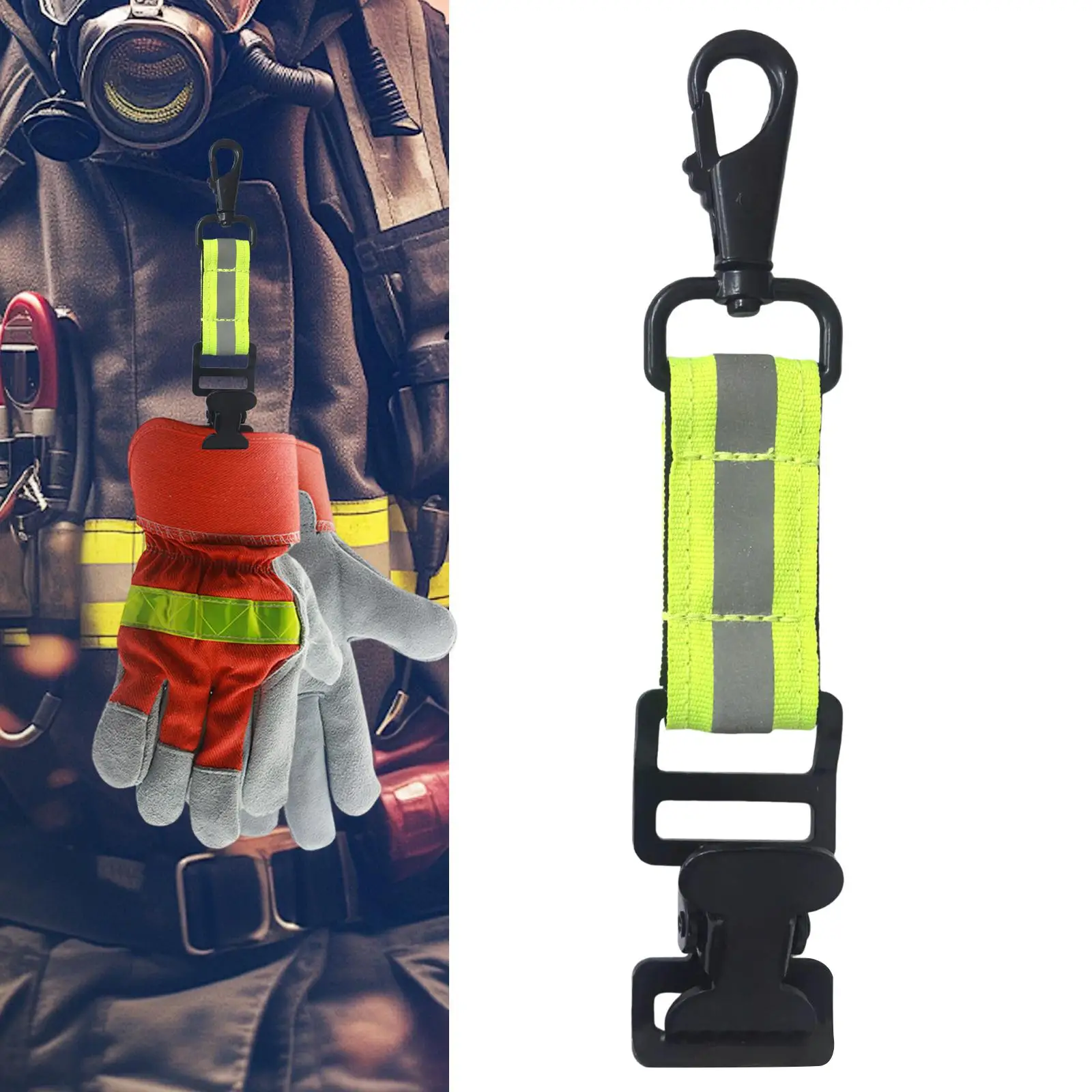 Firefighter Gloves Strap Reflective Nylon Clip for Turnout Gear Cold Weather Welding Work Glove Holder
