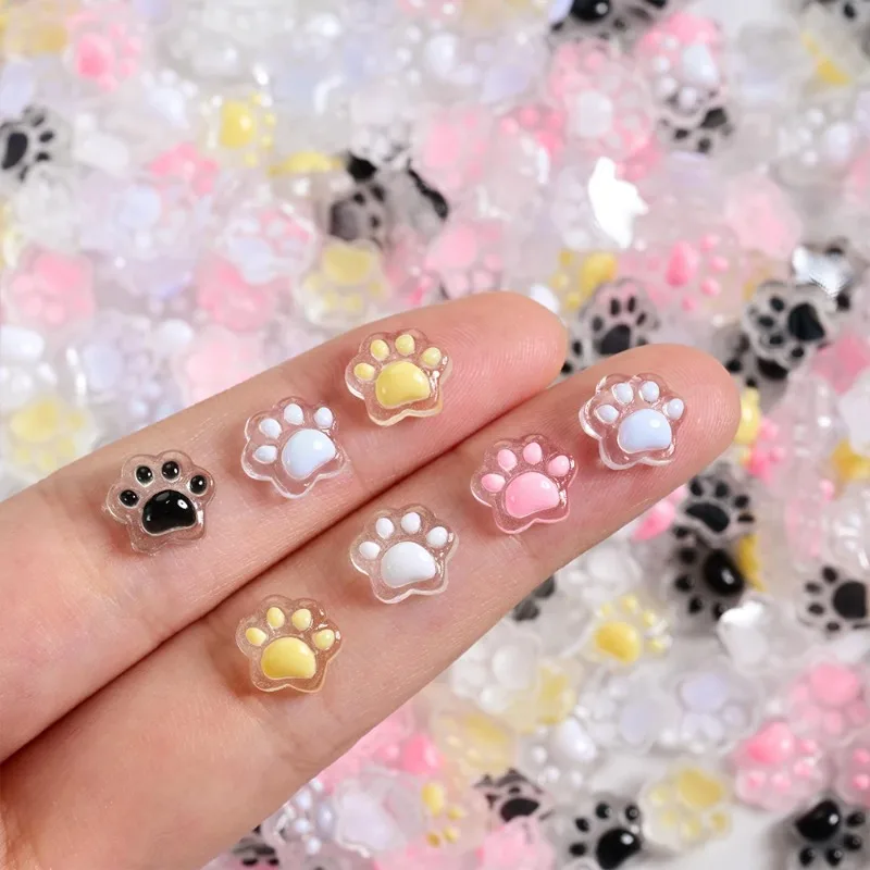 50 Pz 3D Luminoso Zampa di Gatto Pendenti E Ciondoli Per Unghie Carino Resina Zampe di Gatto Y2K Unghie artistiche Decorazioni FAI DA TE Clip di Capelli Artigianato Accessori Per Manicure &