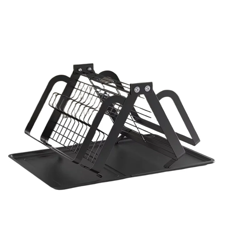 

Double Folding Tableware Drain Kitchen Cabinet Accessories with Drain Stand Tableware Bowl Organizer Gusset Rack