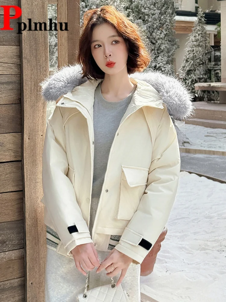 

Thickened Warm Fur Collar Jackets Coat Women's Casual Zipper Baggy Short Chaquetas Korean Fashion New Winter Loose Jaquetas