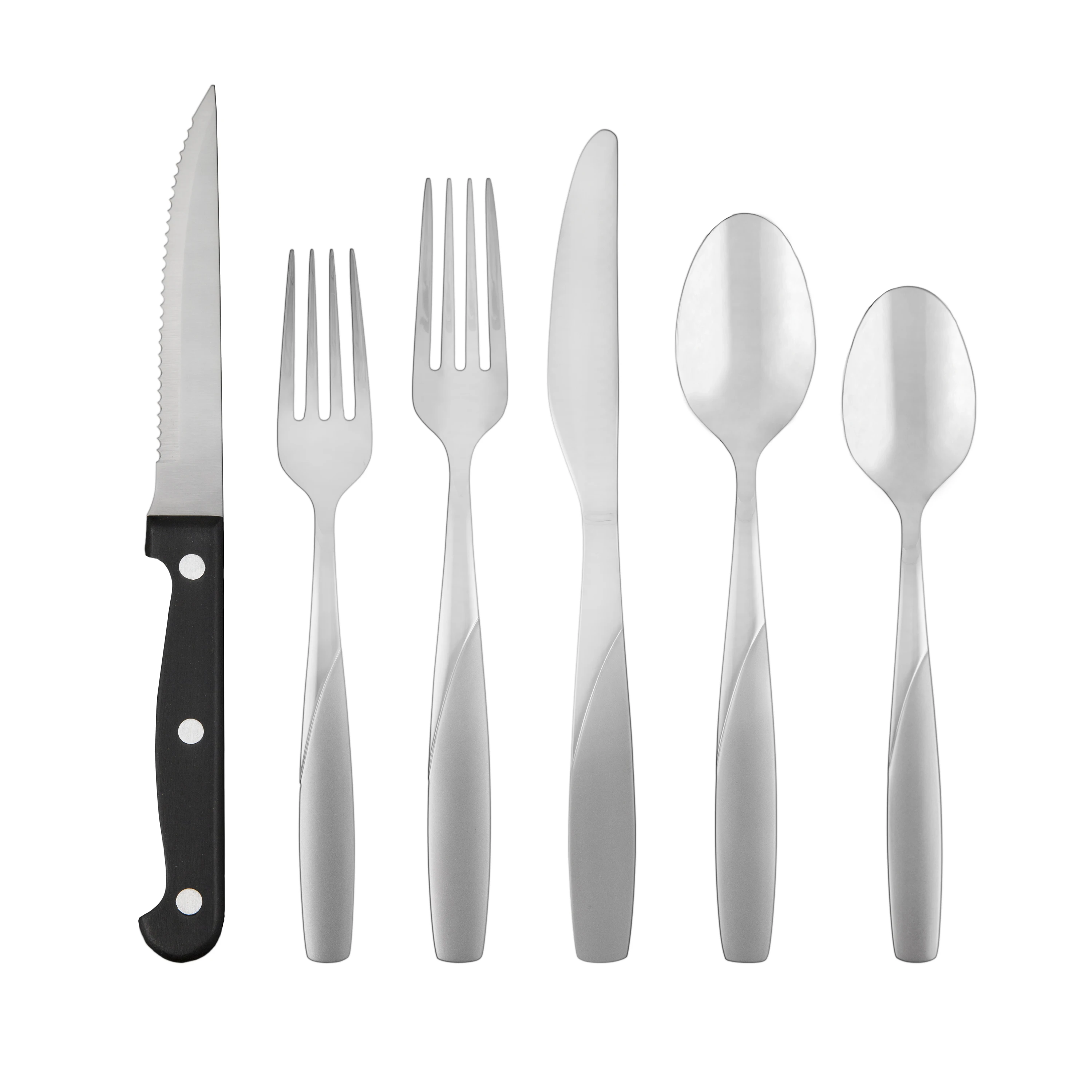 

Cambridge Saunter Sand 36-Piece Flatware Set with Steak Knives for Six Diners
