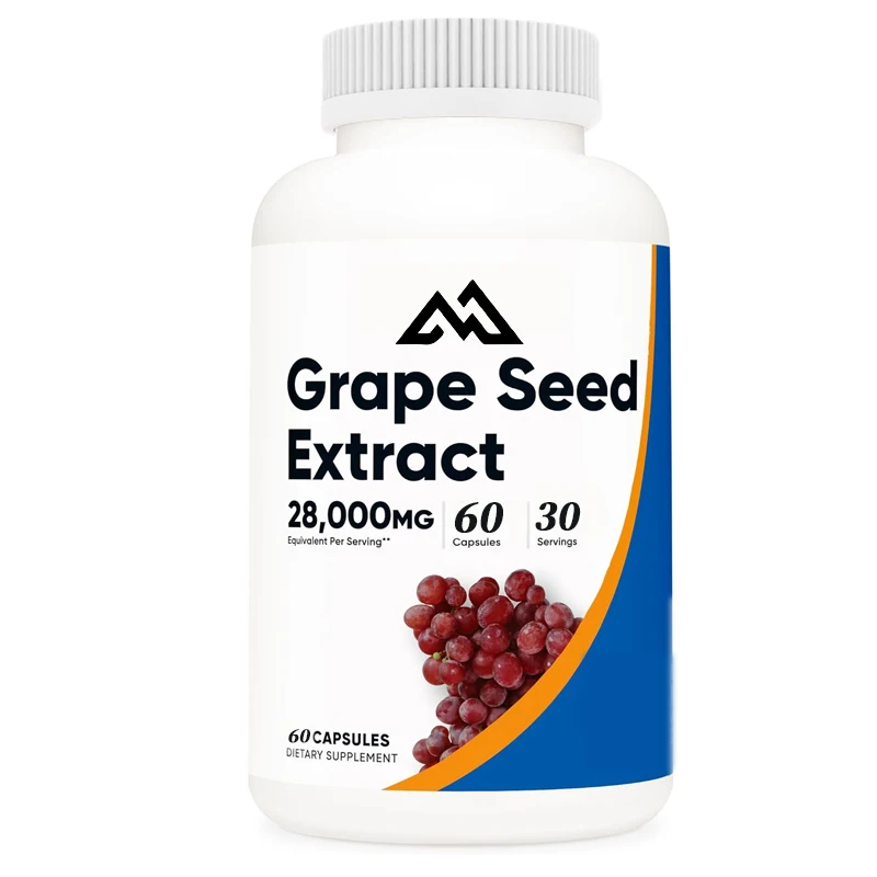 

Grape seed extract 28000 milligrams, 60 capsules - non genetically modified, gluten free, vegetarian friendly