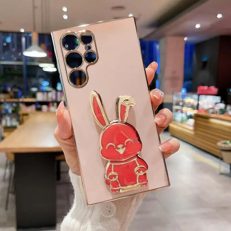 Universal Finger Ring Phone Holder Desktop Ultra-thin Cartoon Rabbit Phone Stand Foldable Buckle Adhesive Pull Rod Frame Support