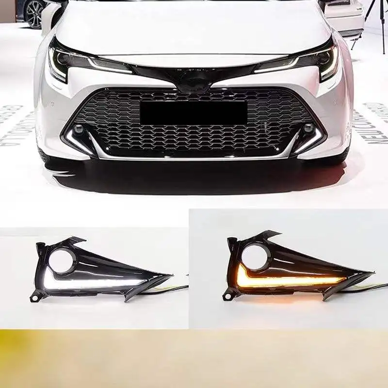 OVOVS For Toyota Corolla GR Sport Hatchback 2019-2023 12V LED DRL Daytime Running Light Turn Signal Front Fog Lamp
