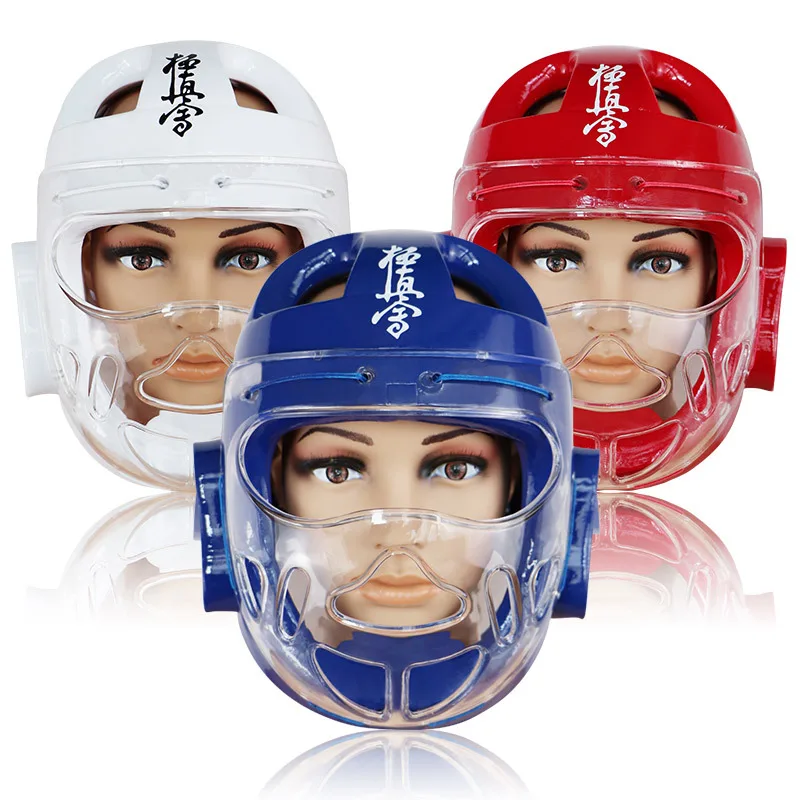 

Kyokushinkai White Karate Helmet with Mask Full Covered Sports Headgear Men Women Competition Training Head Protector Face Guard