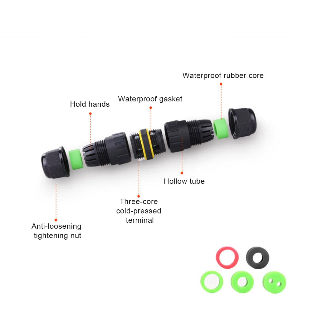IP68 سلك مقاوم للماء موصل 1.5mm2 المسمار قفل النحاس محول 2/3 دبابيس ثقوب غير نافذ للمطر كابل كهربائي M16 محطة النايلون