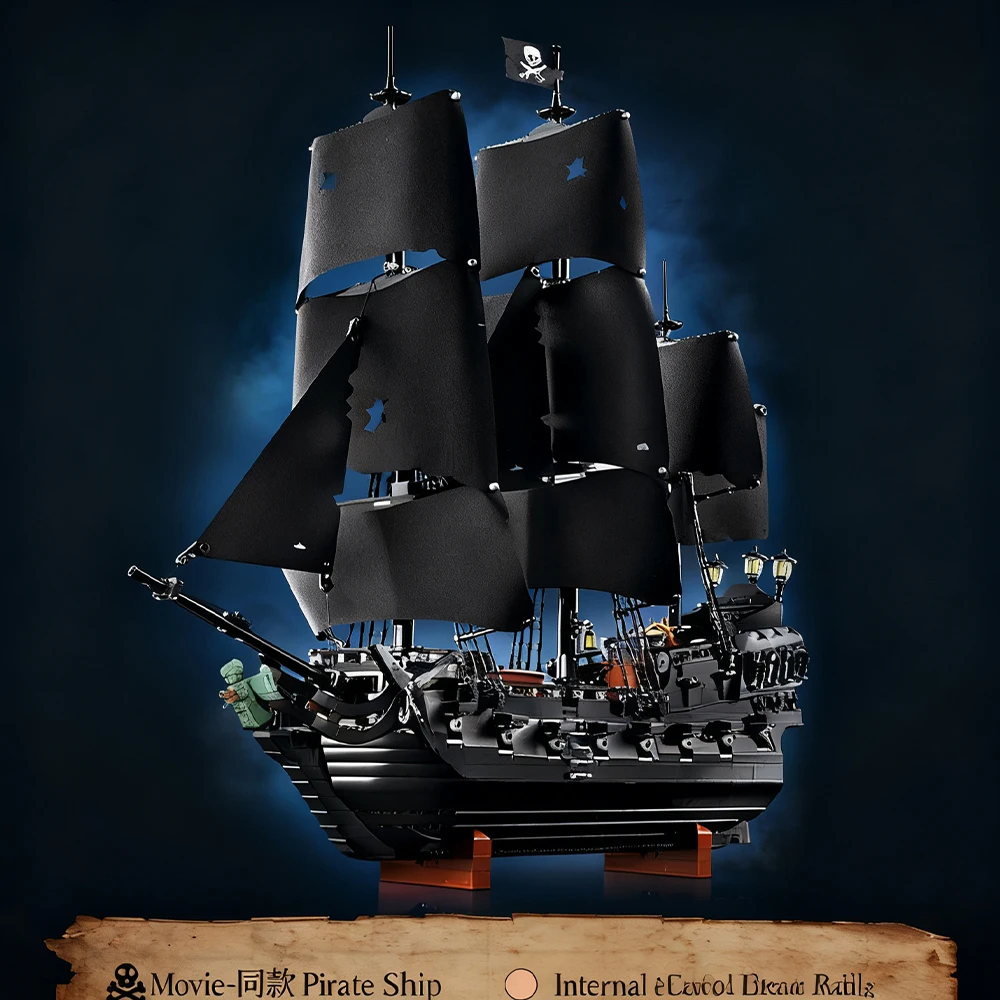 Blocos de construção chineses pérola preta navio pirata mobiliário doméstico modelo gigante montagem educacional das crianças brinquedo presente aniversário
