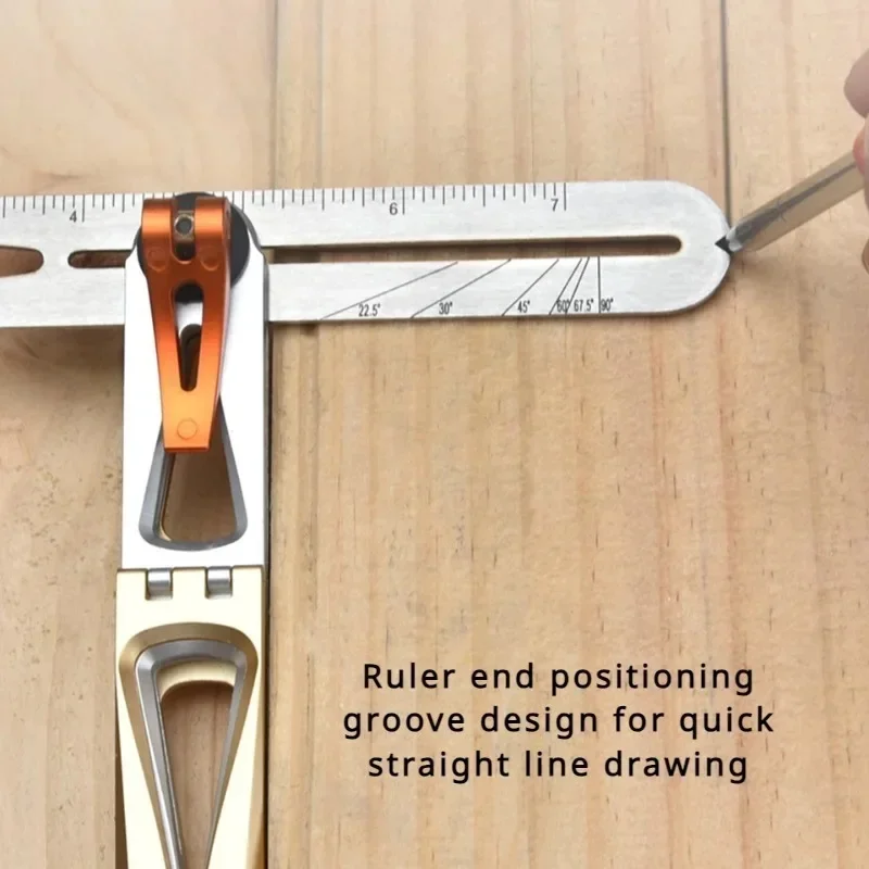 Multifunctional Scriber Ruler 22.5-90 Degree Angle Ruler 8:1/6:1 Dovetail Tenon Gauge Foldable Carpentry Precision Marking Gauge