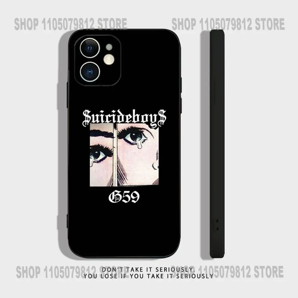 ラップグループ S-Suicideboys-S G59 iPhoneケース iPhone 17,16,15,14,13,12,11,XR,Pro,XS,Max,XR,Plus,Mini対応 シリコン製 ブラック 耐衝撃