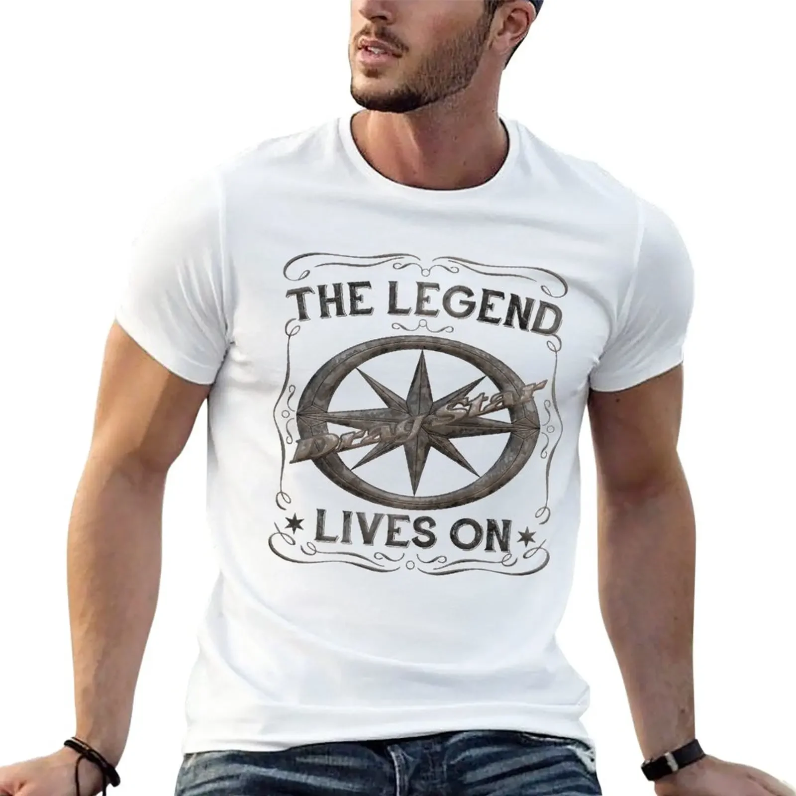 Drag Star XVS 1100, XVS 650, XVS 400, 125 Legend lives on Rusty T-Shirt blacks boys whites men clothings Male fashion Hot Sale