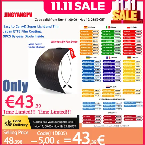JINGYANGPV Flexible Monocrystalline Solar Panel CNSDPV