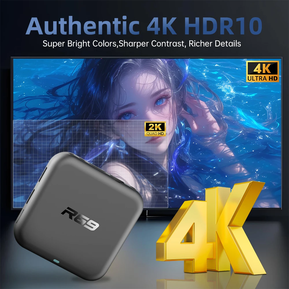 Janmifly Set Top Box R69-1 Rockchip RK3518 WIFI 6 Voice Remote Control Android 14 OS 8GB 16GB 32GB Support 4K BT5.0 Media Player