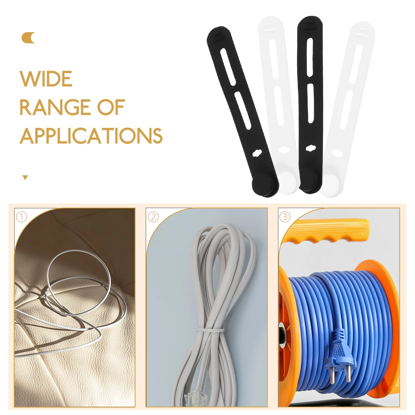 

40 Pcs Silicone Cable Ties Organizer Silicone Wire Harness Reusable Cord Ties Desk Storage Straps Black White Cable Manager