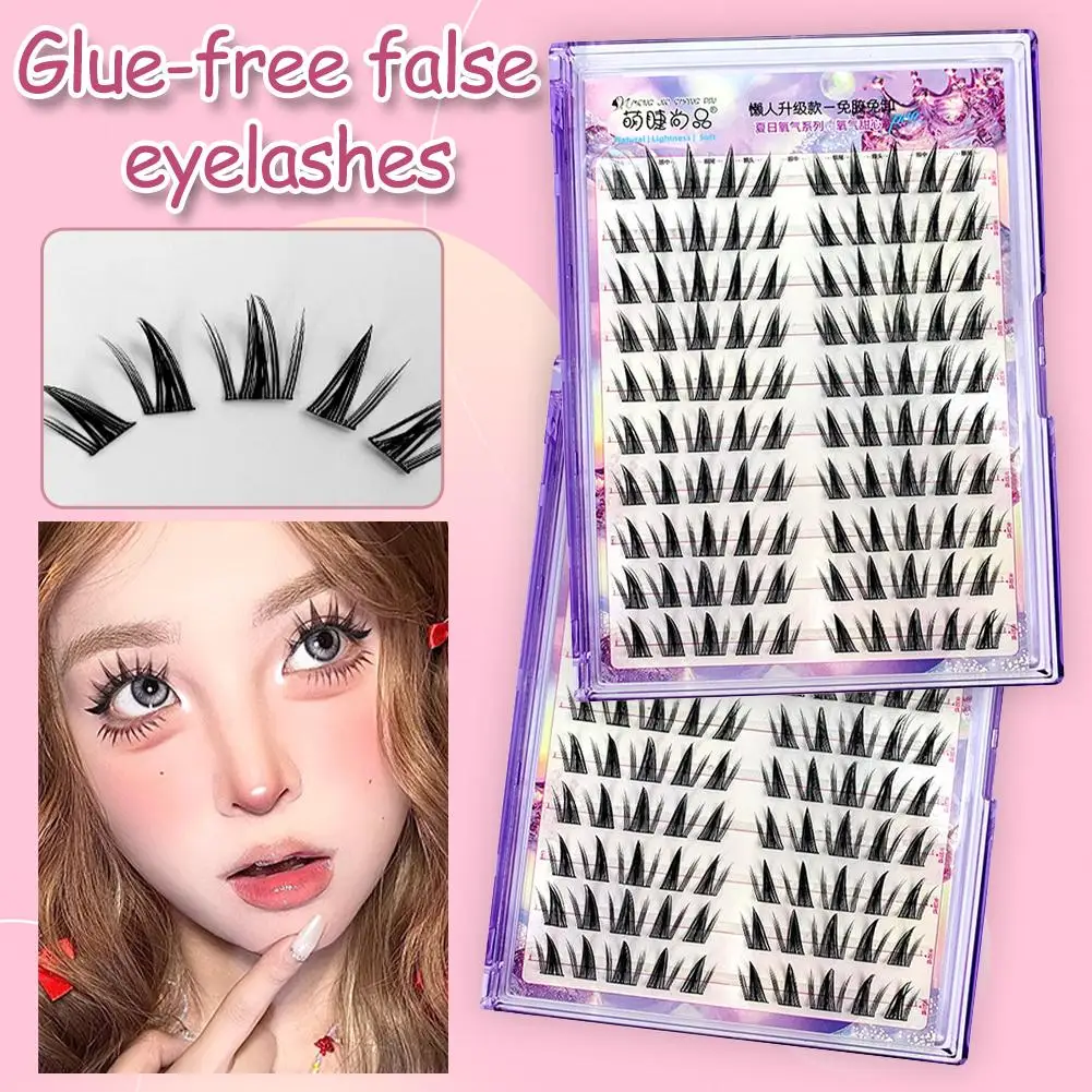 Glue-Free False Eyelashes False Eyelashes 5D Fluffy Application Easy Eye Anime Thick Lash Natural Curling H8V9