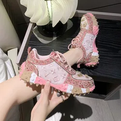 Women's Sneakers Luxury Rhinestone Casual Shoes Women Outdoor Platform Running Shoes Designer Mesh Female Sports Shoe Zapatillas