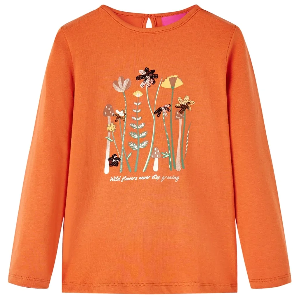 Kids' T-shirt with Long Sleeves Burnt Orange