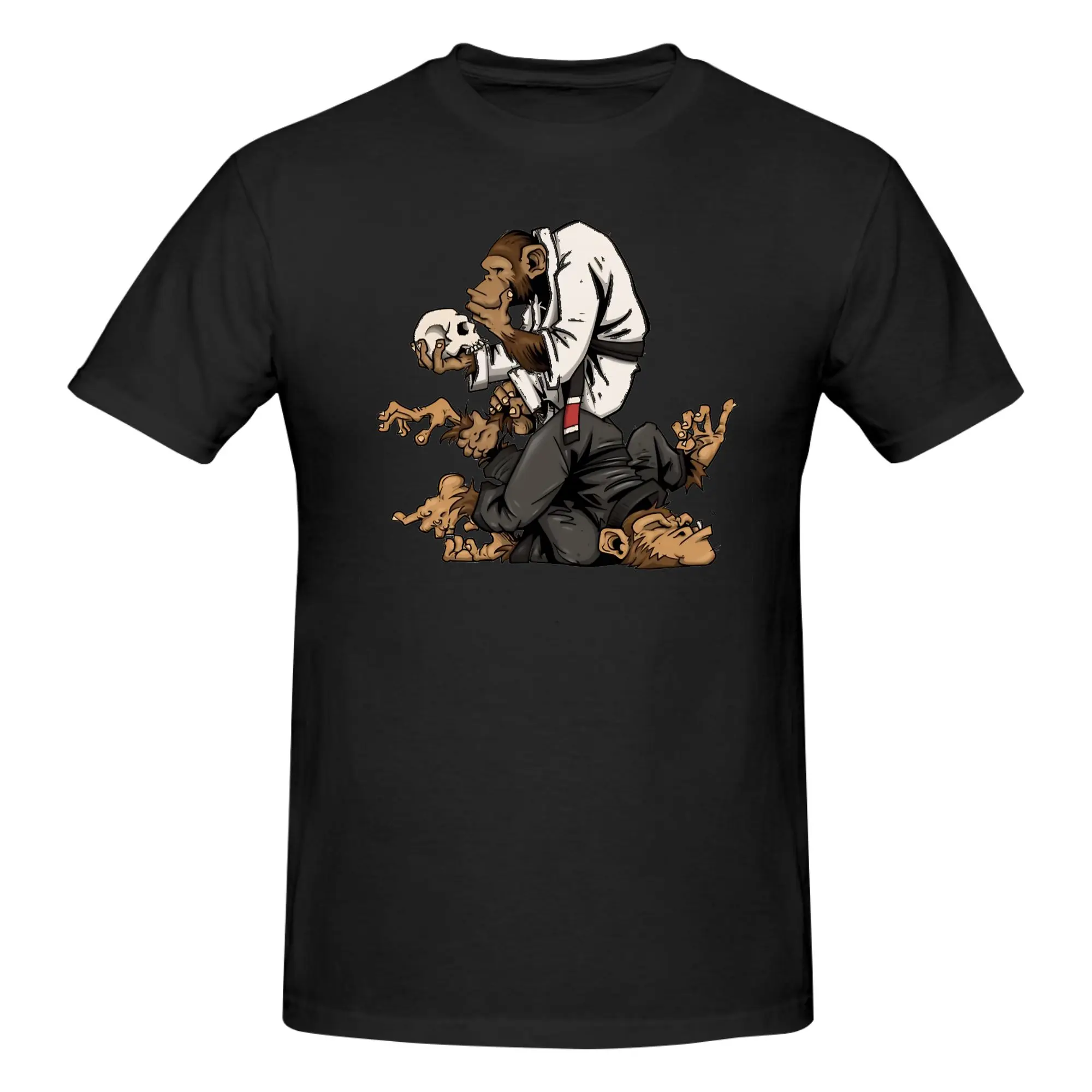 1 Piece Karate Master Funny 100% Cotton T-Shirt Thinking Monkey Tees Tops For Men