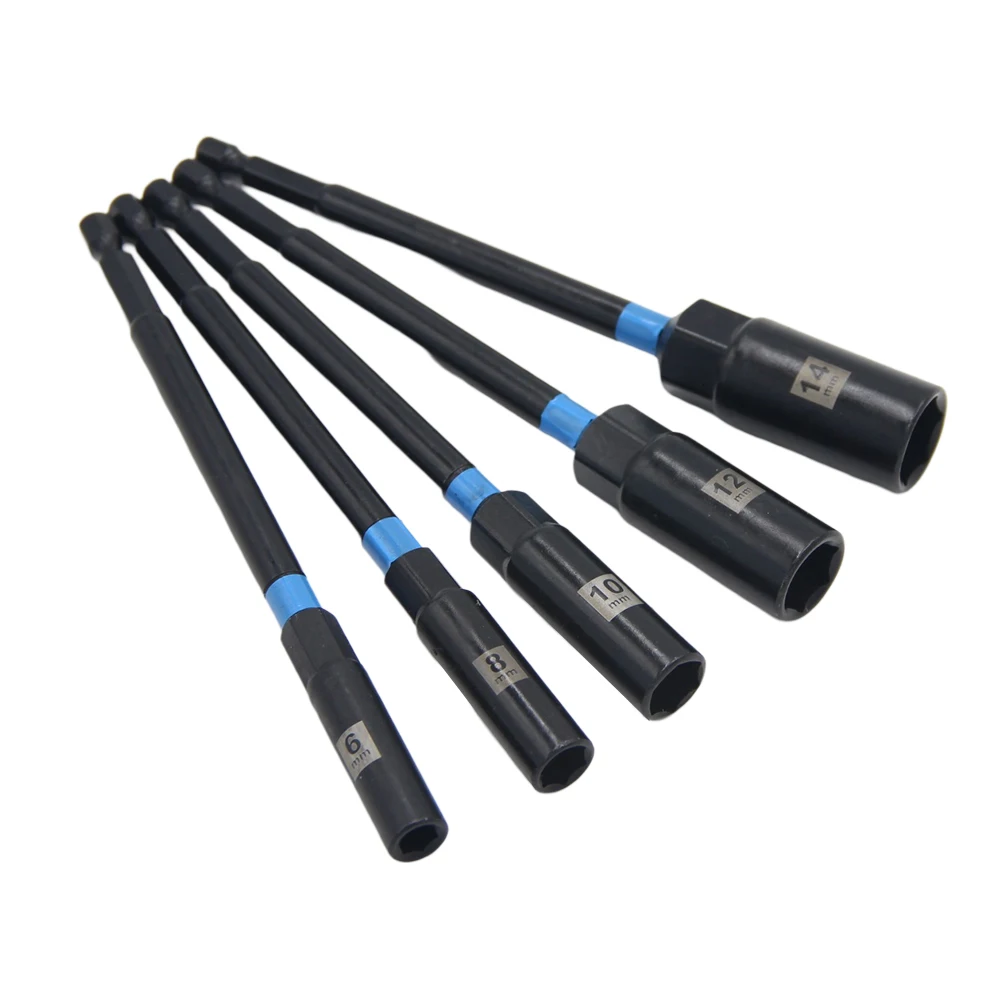 1/5Pcs Hex Nut Driver Drill Bit Adapter Socket Adapter Set For Electric Screwdrivers Socket Wrench Extension Sleeve 6-14mm