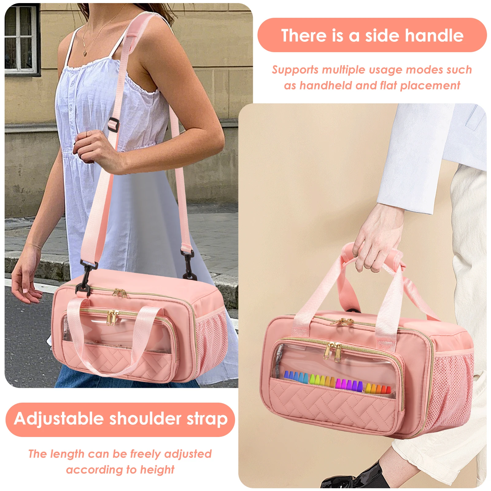 Organizer na markery, duża pojemność, torba do przechowywania artykułów plastycznych z przegródkami i łatwymi do czyszczenia wkładkami do zajęć plastycznych i malowania na zewnątrz.