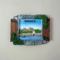 Greek tourist destination Rhodes Island creative three-dimensional handmade painted decorative crafts commemorative refrigerator