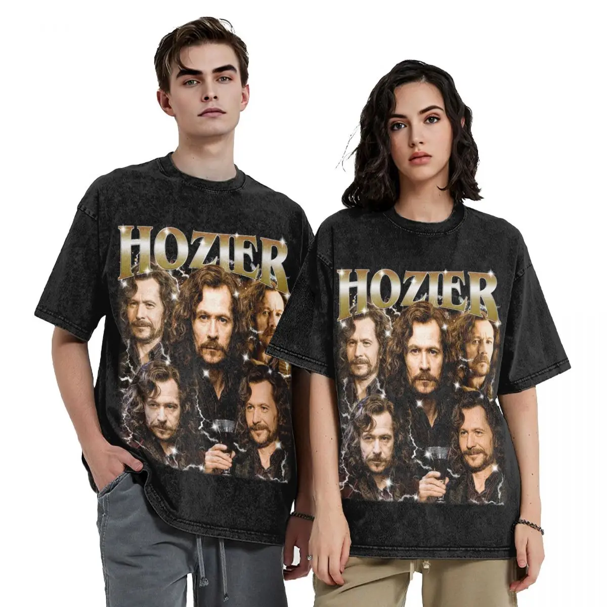 Hozier Meme Bootleg T Shirts Hip Hop Washed 100% Cotton Oversize T-Shirt Hozier Homage Vintage Streetwear Graphic Printed Tees