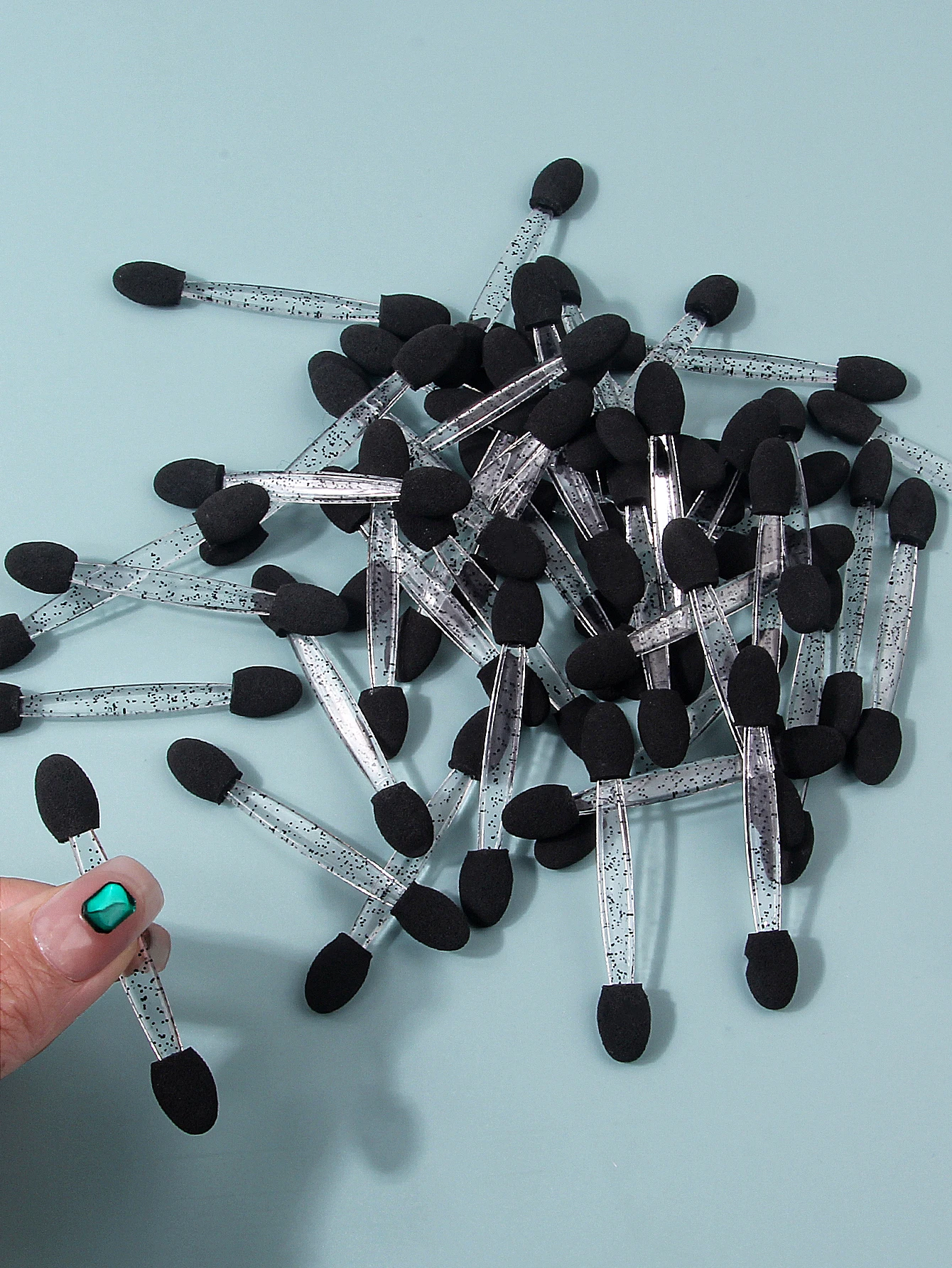 50-delige spons oogschaduwborstelset - Aurora Mirror Nail Art Sticks + ogencontour mengborstelset voor make-up/nagelkunstenaars