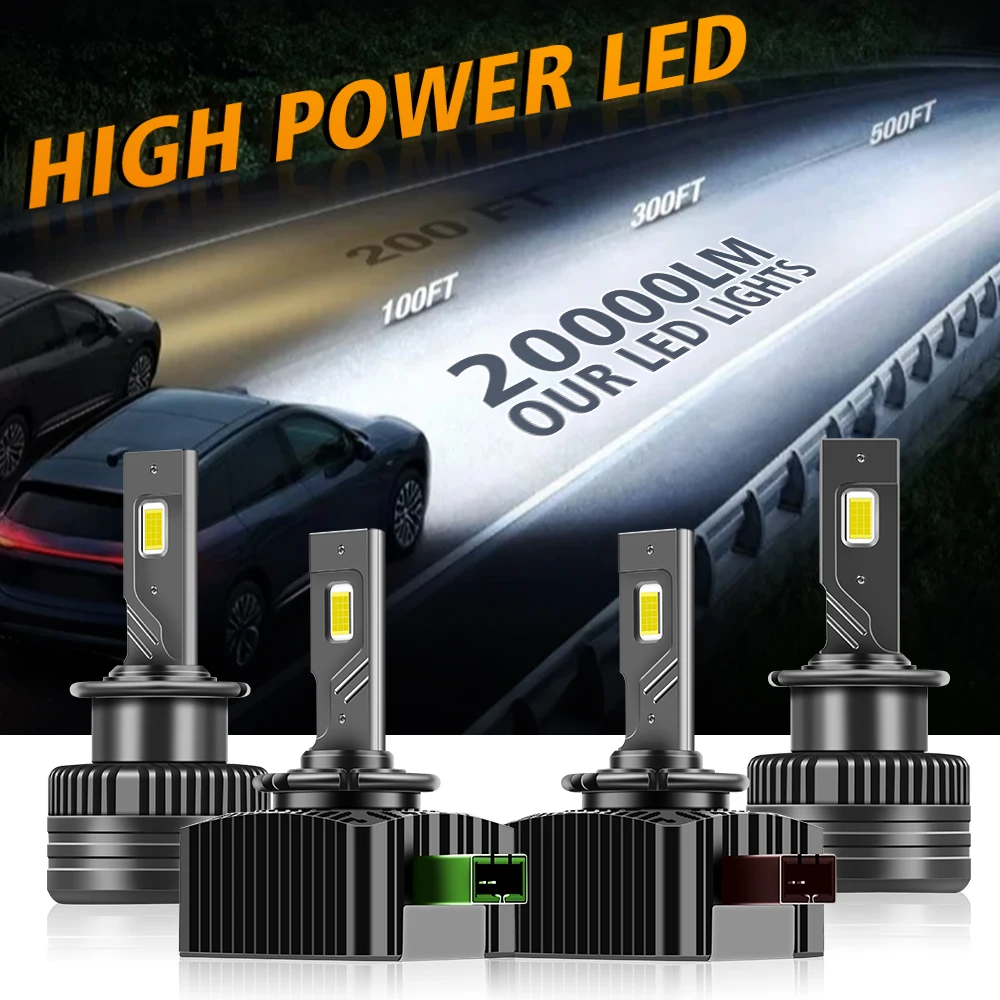 

2Pcs D1S LED Headlight Bulbs 6000K White 800% Brighter D4R D1R D2R D5S D4S D3S D2S LED Bulb 20000LM Xenon Headlights Replacement
