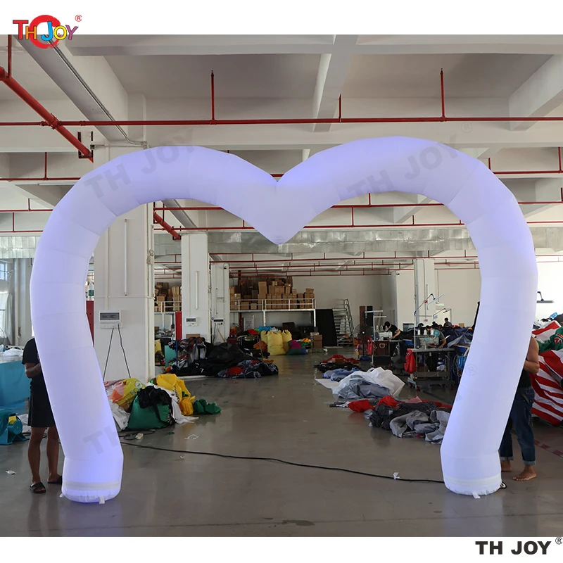 

Inflatable White Heart-shaped Welcome Arch with LED light for Wedding Decoration