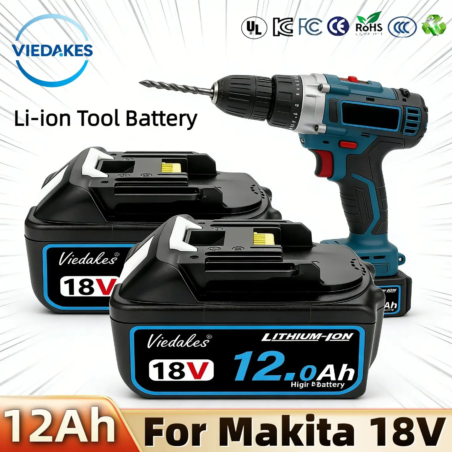 

Original for Makita 18V BL1860B BL1830B BL1840 BL1850B lithium battery，18V 8.0Ah/10.0Ah/12.0Ah Rechargeable battery replacement