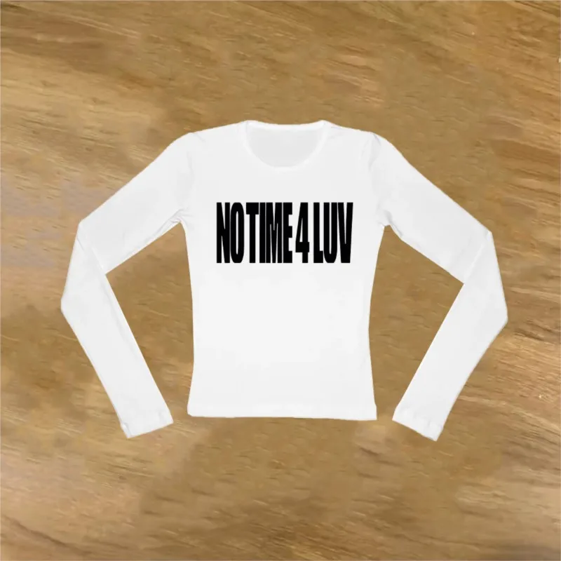 Estetyka Y2K Minimalistyczny Styl Moda Damska Koszulki z Długim Rękawem Okrągły Dekolt Dopasowane Modne Bluzki Streetwear EMO Koszulka Dziewczęca