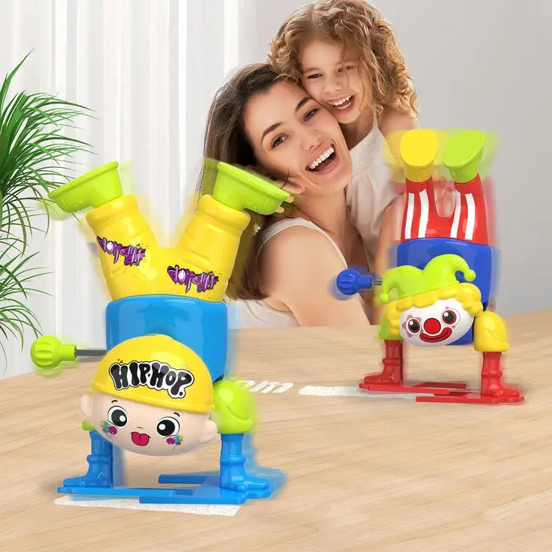 Novidade brinquedos de corda meninas de cabeça para baixo andando relógio brinquedos handstand pequeno hip-hop menino design wind-up coleção brinquedo para crianças