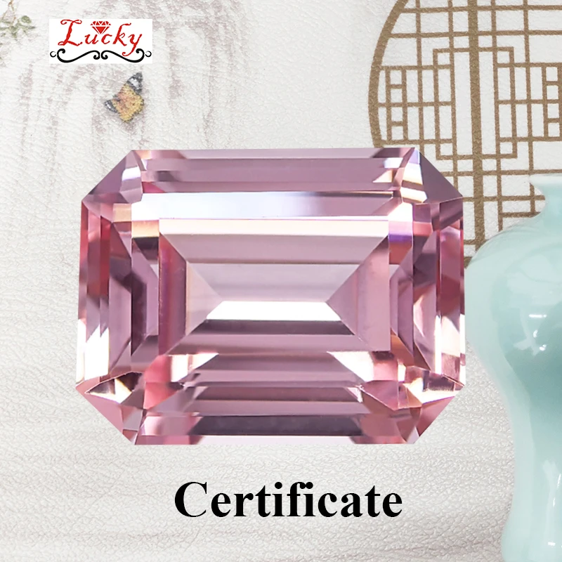 

Lab Grown Sapphire Sunrise Pink Color VVS1 Emerald Cut Charms Beads for DIY Jewelry Making Materials Selectable AGL Certificate