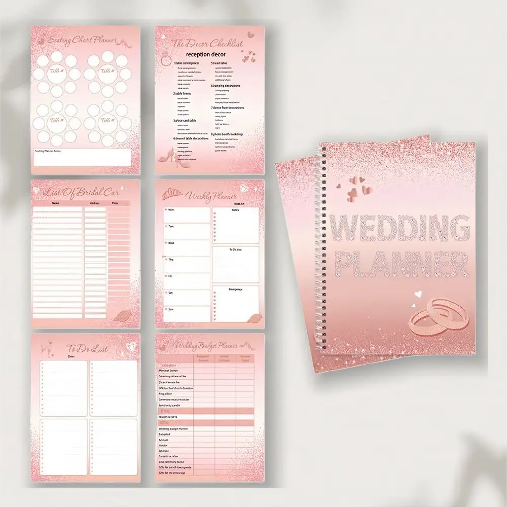 

Undated Wedding Planner Notebook Checklist Detailed Thick Paper Wedding Planning Book Multifunction Creative
