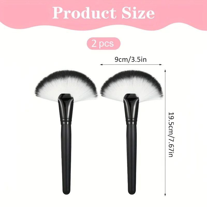 2 uds cepillo de maquillaje en abanico cepillos faciales esponjosos para tratamientos faciales cepillos de máscara Facial de cerdas suaves cepillo de abanico herramientas de mango corto esteticista