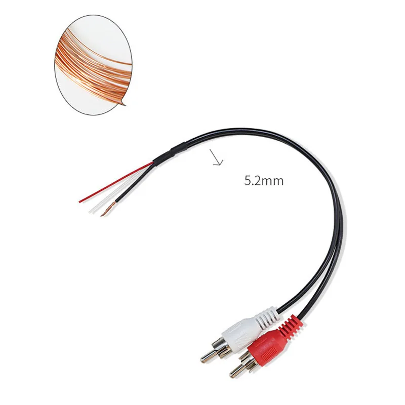 20cm 2 RCA Male Car Audio Cable AV Video Stereo connector extension wire Y plug to 2 RCA 3.15mm male Adapter For Video Camera F1